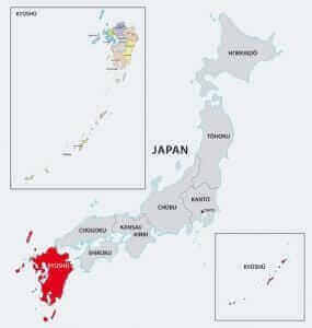 Map of Kyushu = shutterstock