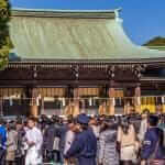 Crowd of Hatsumode at Meiji Jingu Shrine in Tokyo, Japan on January. Hatsumode is the first Shinto shrine or Buddhist temple visit of the Japanese New Year = Shutterstock