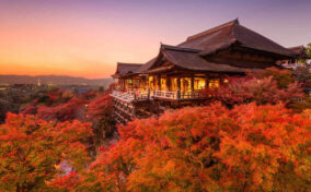 Kyoto, Japan at Kiyomizu-dera Temple during autumn season = Shutterstock