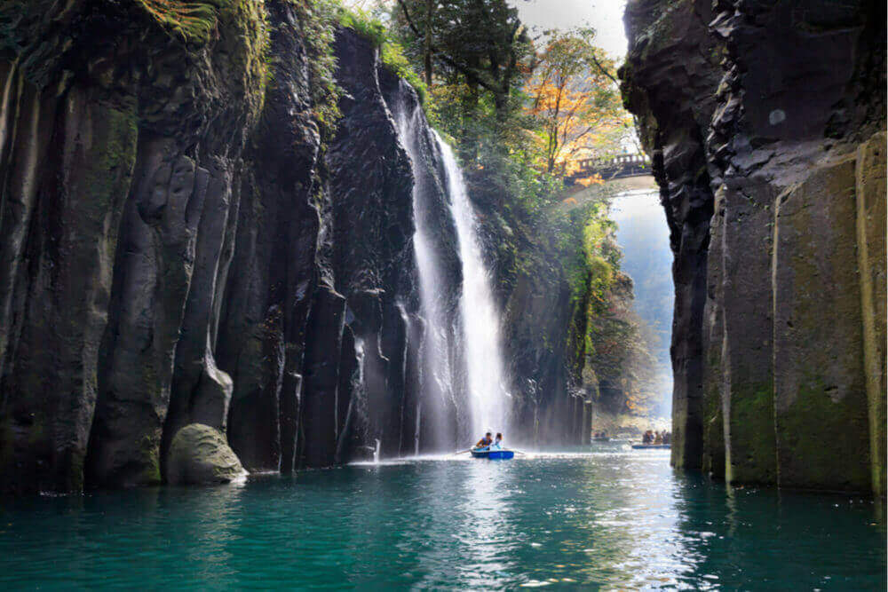 Takachiho gorge and waterfall in Miyazaki, Kyushu, Japan = Shutterstock