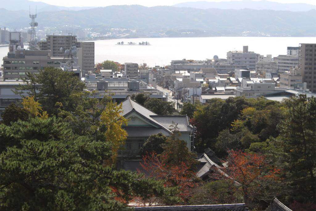 The view from the top of Matsue Castle, a National Treasure of Japan, Matsue, Japan = Shutterstock