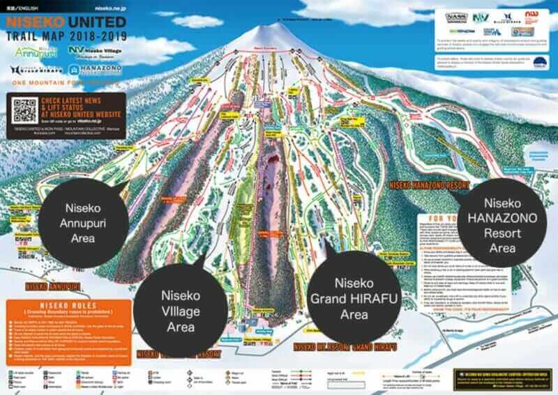 Four larFour large ski resorts are spreading in the supersoof Niseko Annupuri = Source: NISEKO UNITEDge ski resorts are spreading in the skirts of Niseko Annupuri