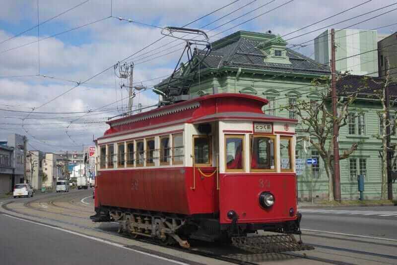 In Hakodate it is possible to get on the streetcar of a retro design