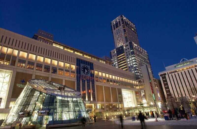 JR Sapporo Station. There is a luxury hotel "JR tower Hotel Nikko Sapporo" one of the best in Sapporo above the station. Hotel guests can also enjoy natural hot springs