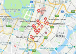 Map of Ginza, Tokyo