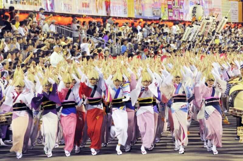 When the dancers of Awa Odori gather in one place, they are terrible enthusiasm, Tokushima City, Japan = shutterstock