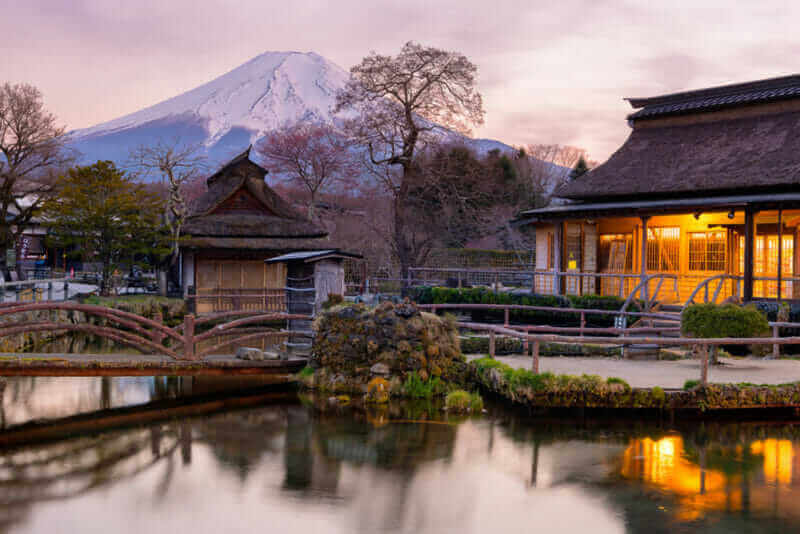 Oshino Hakkai is a small village in the Fuji Five Lake region, located between Lake Kawaguchiko and Lake Yamanakako = shutterstock
