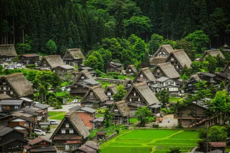 Gassho-zukuri houses in Gokayama Village. Gokayama has been inscribed on the UNESCO World Heritage List due to its traditional Gassho-zukuri houses, alongside nearby Shirakawa-go in Gifu Prefecture = shutterstock