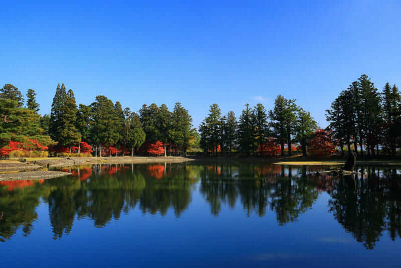 At Motsuji Temple near Chusonji, a vast pond built in the era of the Fujiwara family is left = AdobeStock