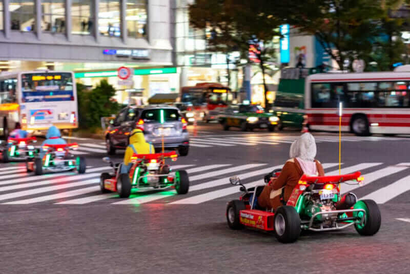 Mario kart on Shibuya district in Tokyo, Japan. Shibuya Crossing is one of the busiest crosswalks in the world = shutterstock