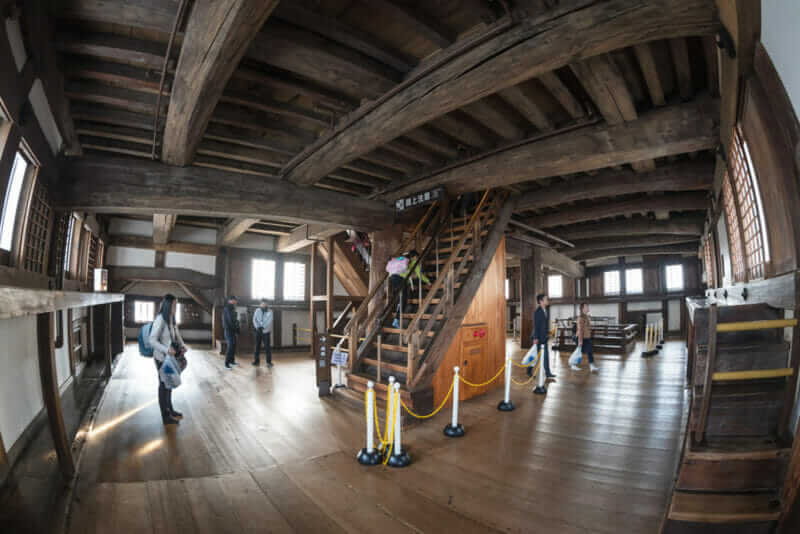 Interior of Himeji Castle on Dec 5, 2016 in Himeji, Japan. The castle is regarded as the finest surviving example of prototypical Japanese castle architecture = shutterstock