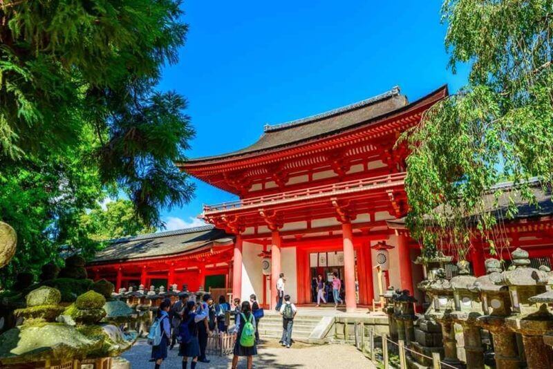 Kasugataisha Shrine is Shinto shrine in the city of Nara, Japan = shutterstock