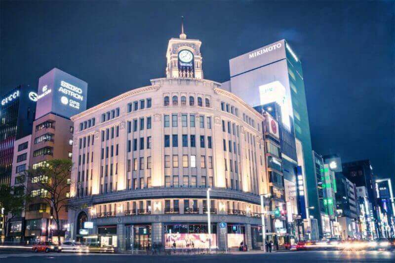 The Ginza District at Wako Department store.For fashion brands and department stores, opening a location at Ginza District, Tokyo