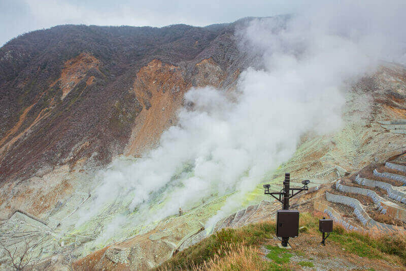 Owakudani is geothermal valley with active sulfur vents and hot springs in Hakone = shutterstock