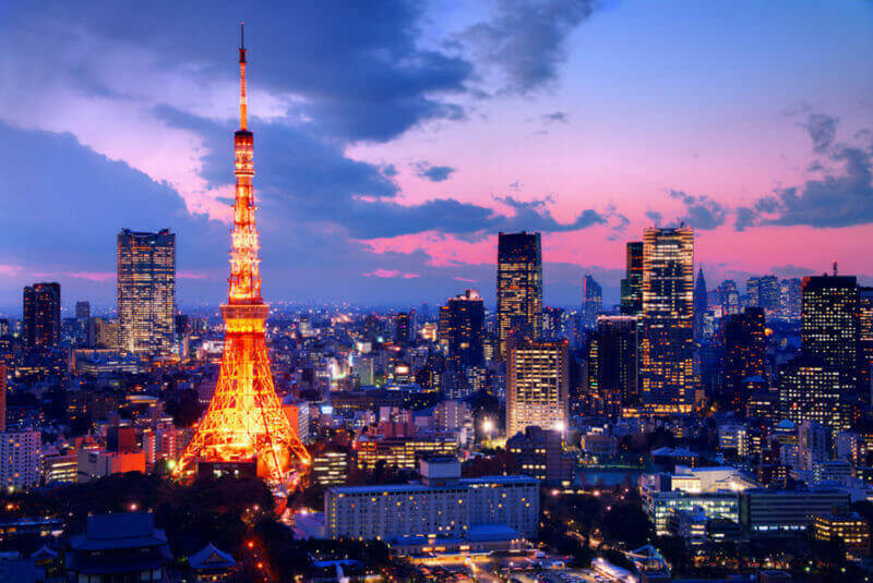 Tokyo tower at twilight time = shutterstock