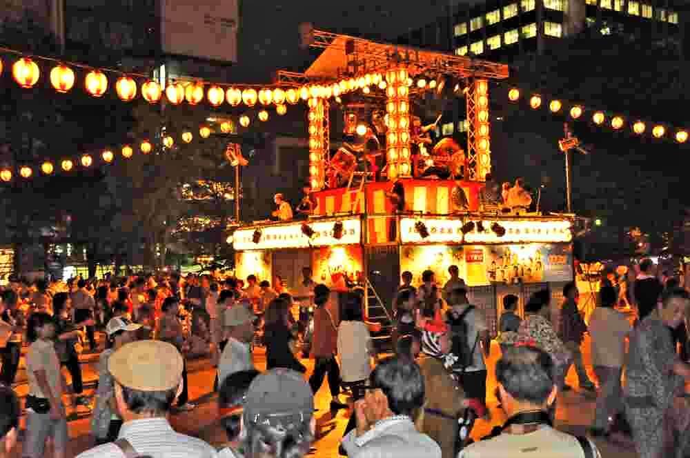 Every year in the middle of August, the Bon festival dance is held at the Odori Park in Sapporo, Hokkaido