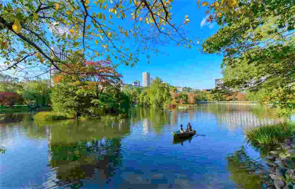 October 8, 2018: Tourists boating in Nakajima Park, Sapporo City, Hokkaido, Japan = Shutterstock
