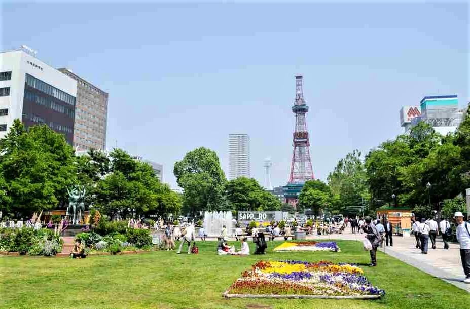 JUNE 16, 2015 : Surroundings around Odori park. Odori park is the central park in the middle of Sapporo, Hokkaido, Japan = Shutterstock