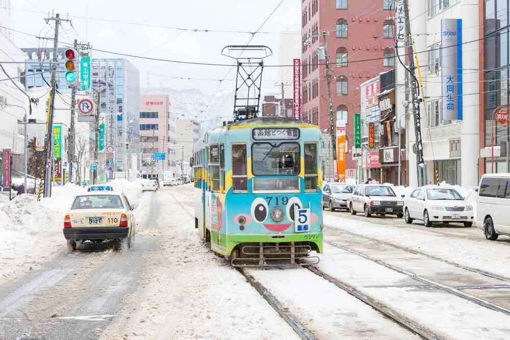 MARCH 10: Hakodate city Tram, Hokkaido, Japan = Shutterstock