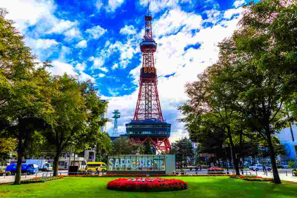10 September 2016 - Television tower at Odori Park, Sapporo, Hokkaido, Japan = Shutterstock
