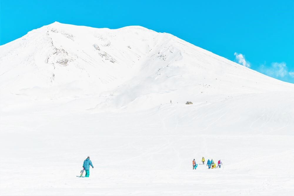 April 18,2014 : Unidentified people visiting Mount Daisetsu in Hokkaido, Japan. To enjoying a beautiful winter with snowboard, Hokkaido = Shutterstock