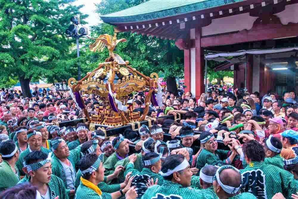 MAY 19 : Participants in the Kanda Matsuri in Tokyo, Japan on May 19 2018. Kanda Matsuri is one of three main festivals of Tokyo, Japan = Shutterstock