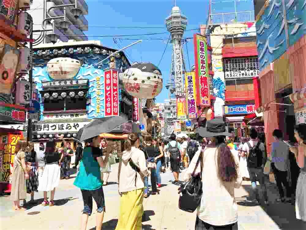 August 28,2018; Tourist walk around famous downtown Shinseikai in Osaka, Japan = Shutterstock
