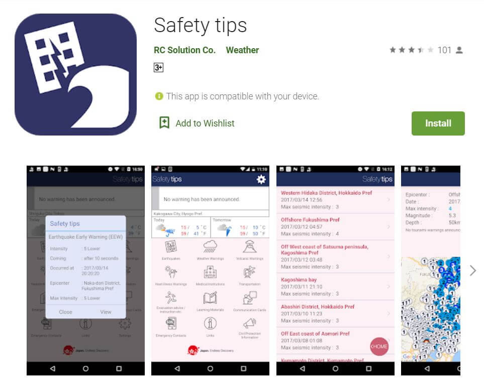 Android application of "Safety tips"