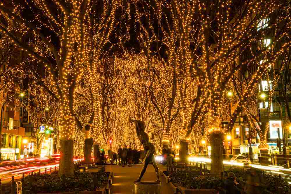The Sendai Pageant of Starlight, one of the famous winter illumination events in Tohoku region and Japan. The venue for event is Jozenji avenue which is the main street of Sendai = Shutterstock