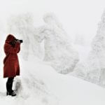 Hakkoda mountain in heavy snowfall, Aomori Prefecture, Japan = Shutterstock 1