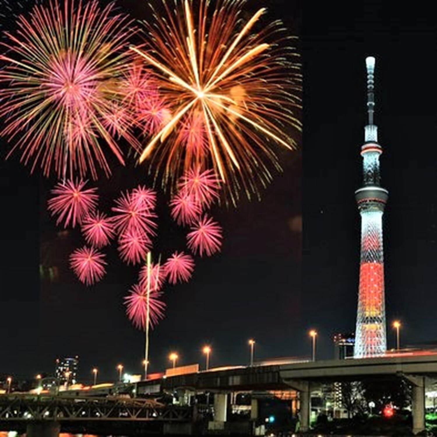 Every year around Asakusa in Tokyo, a fireworks display is held on the bank of the Sumida River =Pixta