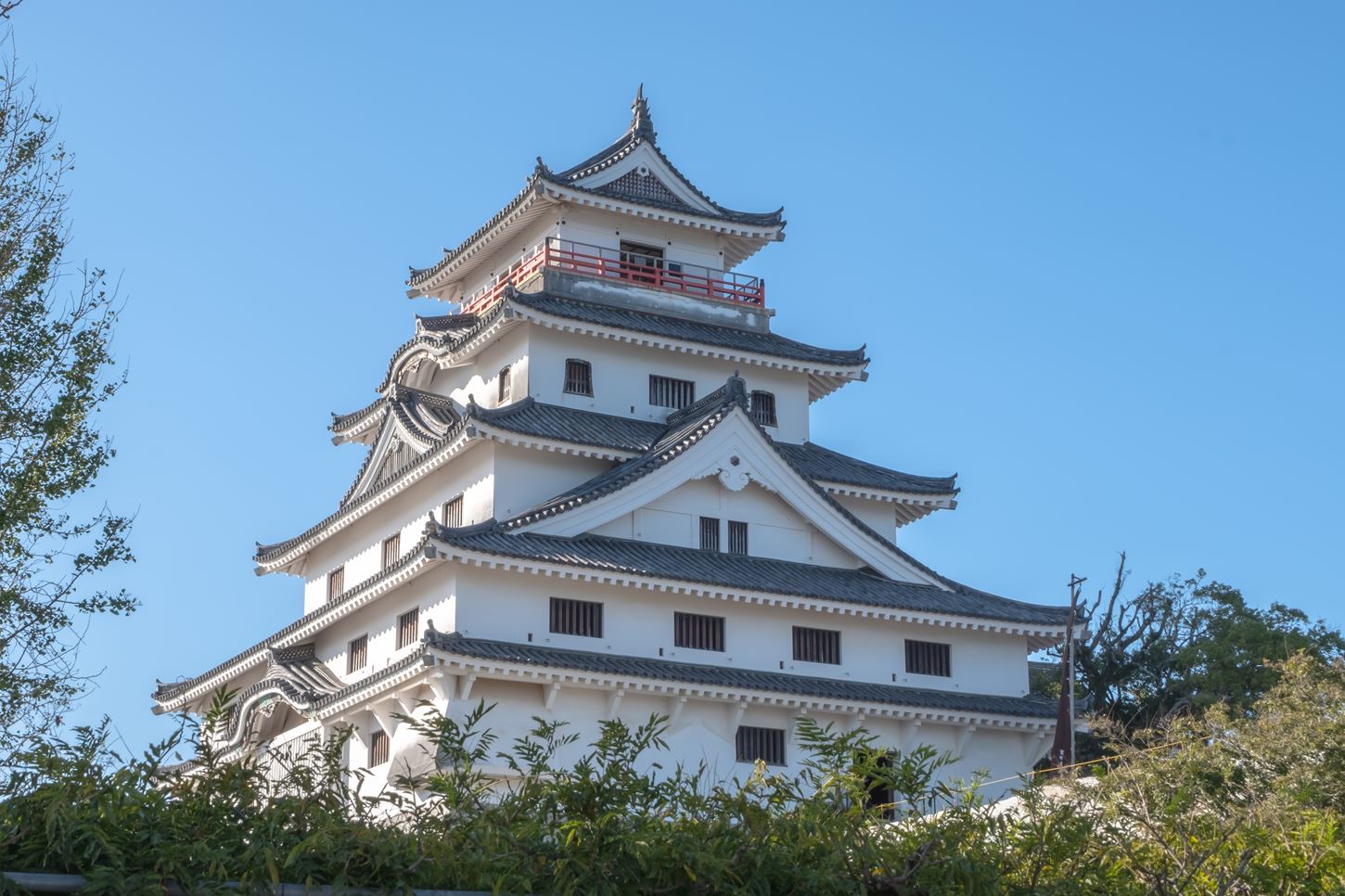 Karatsu castle with blue sky background, near sea, Saga, Kyushu, Japan