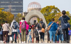 Sightseeing scenery that simply shows the weather in Hiroshima in March1