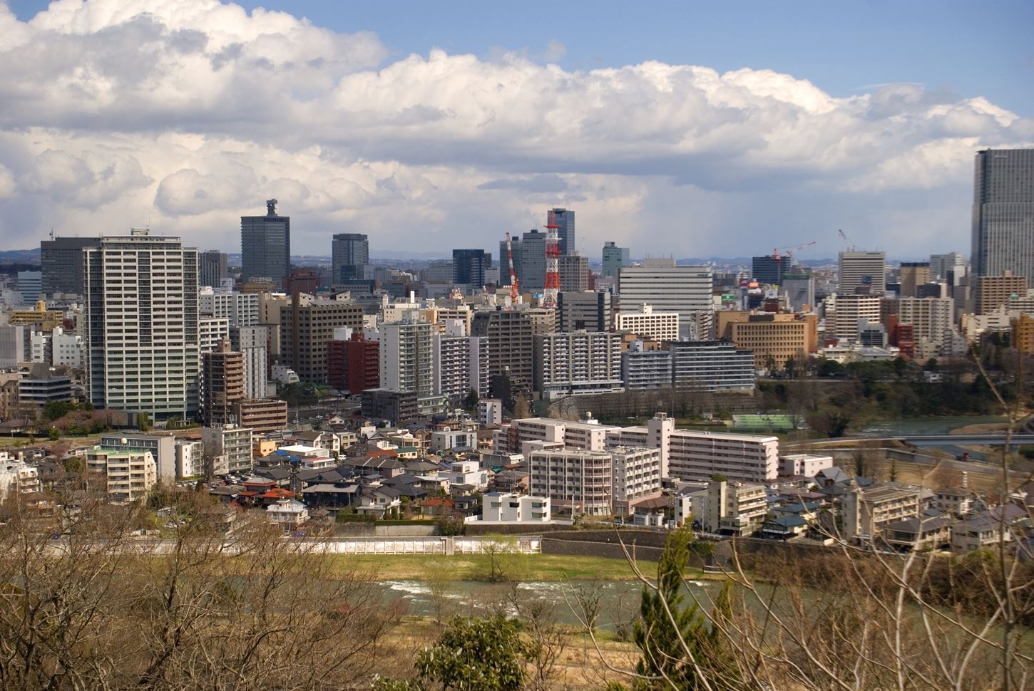 Sightseeing scenery that simply shows the weather in Sendai in April2